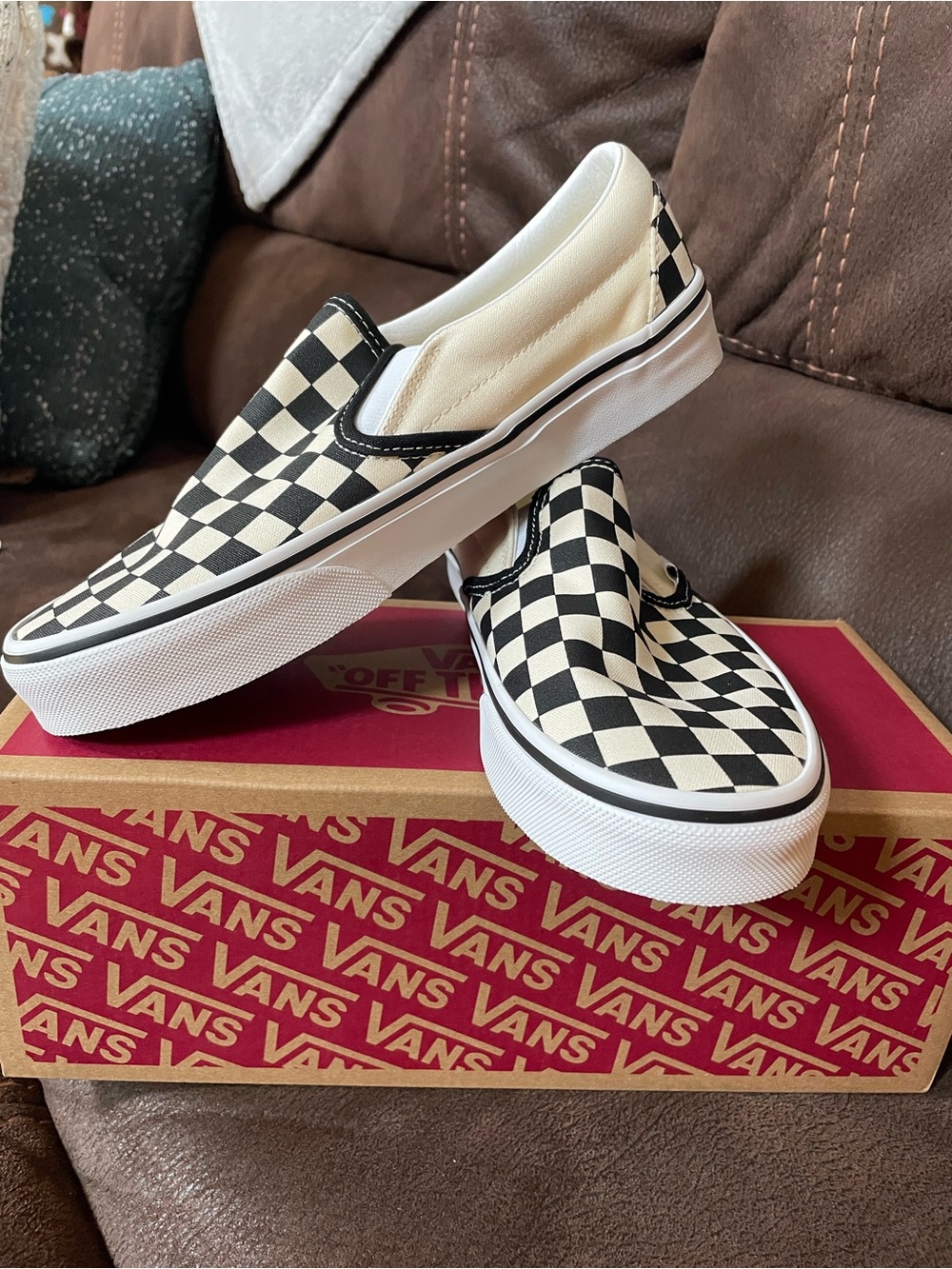 Vans Checkerboard Classic Slip-On in Black and White - Picture 2 of 5